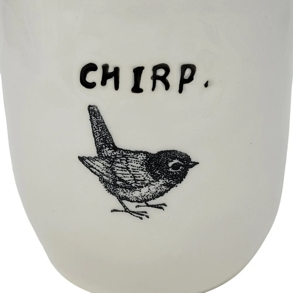 Rae‎ Dunn Magenta Exclusive Ceramic CHIRP Sugar Bowl Lid Bird Typewriter Font 6